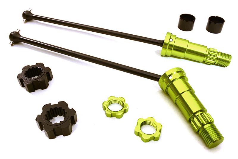 C27071GREEN Universal Drive Shafts w/ +6mm Ext. Stub Axles (2) for TRX X-Maxx 4X4 7750 7751 - Image 1