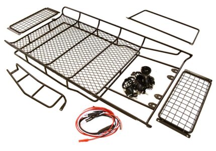 Realistic Full Roof Rack 335x182x42mm w/LED Lights for 1/10 D90 Gen-2 Scale Body