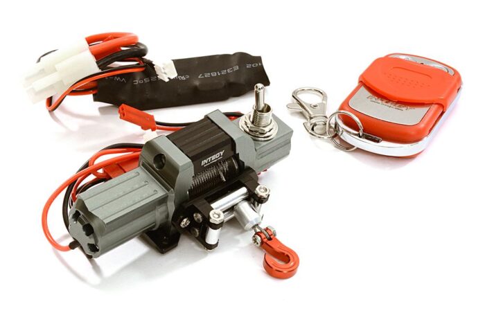 Billet Machined T8 Realistic Mega Winch w/ Remote for Scale Crawler 1/10 Size - Image 1