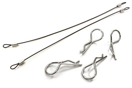 Secured Body Clip (4) with 150mm Retainer Link for 1/8 Scale