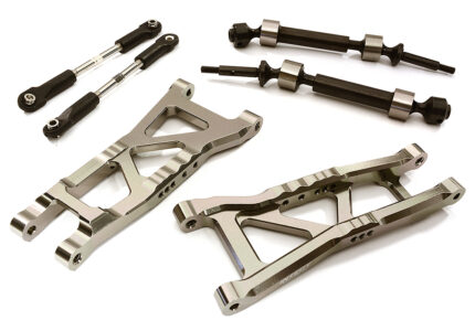 Grey Billet Extended Rear Suspension Kit+Drive Shafts for Traxxas 1/10 Slash 2WD