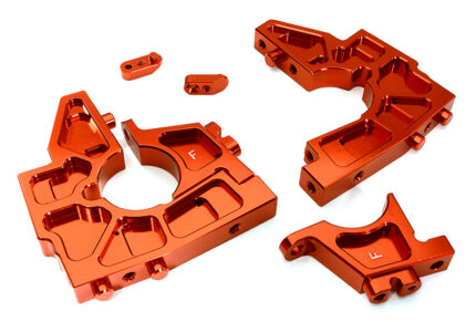 Billet Machined Front Bulkhead Set for Losi 1/5 Desert Buggy XL-E - Red