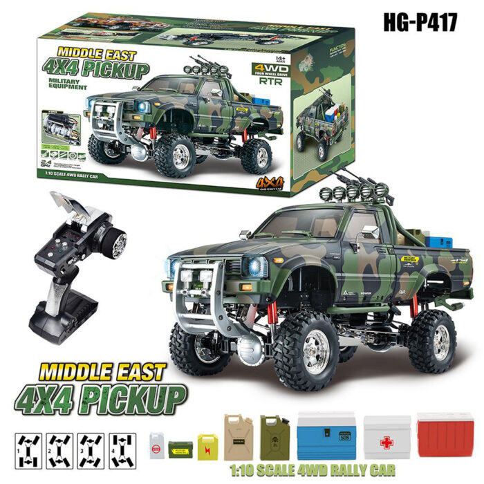 HG-P417 1/10 RC Military 4X4 Pickup RTR w/ Standard Electronics & Servos - Image 1