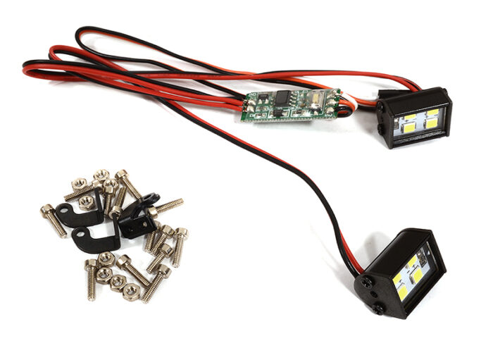 White LED Spot Light 2x18mm On/Off/Flash w/3 Modes for Traxxas Axial & Tamiya RC - Image 1