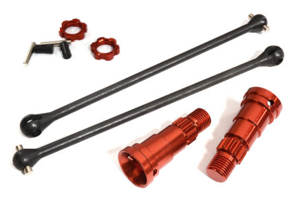 Red Universal Drive Shafts w/ Stub Axles (2) for Traxxas 8S X-Maxx 4X4
