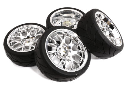 7 Y-Spoke Wheel & Tire Set for 1/10 Touring Car - Complete Set of 4