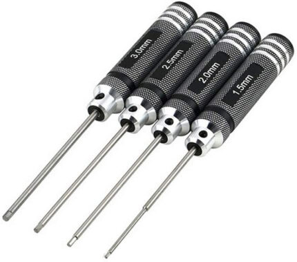 Metric Size Allen Hex Wrench Driver Set 4pcs (1.5, 2, 2.5 & 3mm)