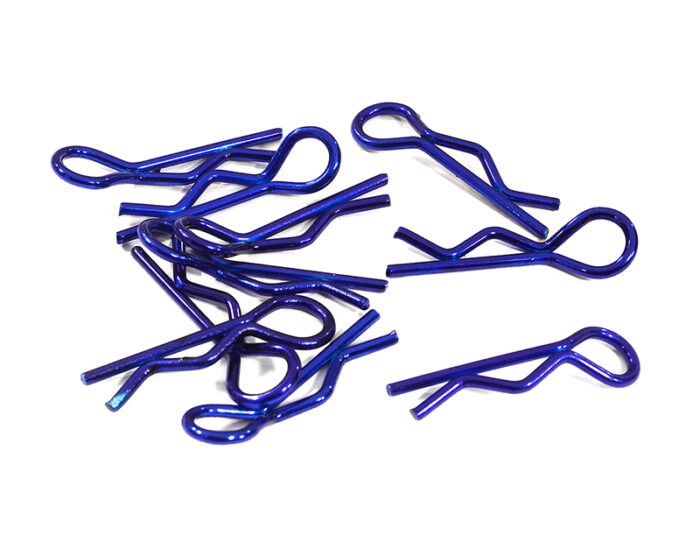 Color Bent-Up Body Clips (10) for 1/10 RC Cars & Trucks (LxW=25x7mm) - Image 1