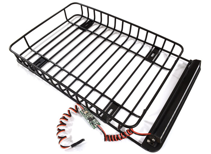 Roof Top Luggage Tray 235x145x29mm w/ LED Light Bar for 1/10 Scale Off-Road - Image 1