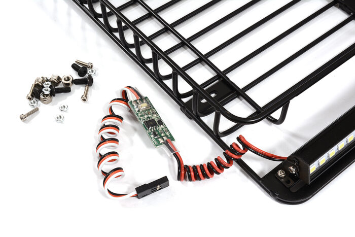 Roof Top Luggage Tray 235x145x29mm w/ LED Light Bar for 1/10 Scale Off-Road - Image 2