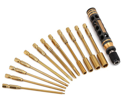 QucikPit RC Tool Wrench w/12 Tips (Allen 1.5, 2, 2.5 & 3mm+Phillips+Flat+Nut)