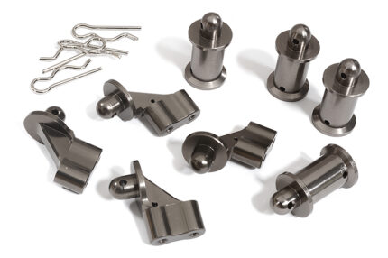 Billet Machined Grey Front & Rear Body Mount Set for Arrma 1/8 Kraton 6S BLX V3