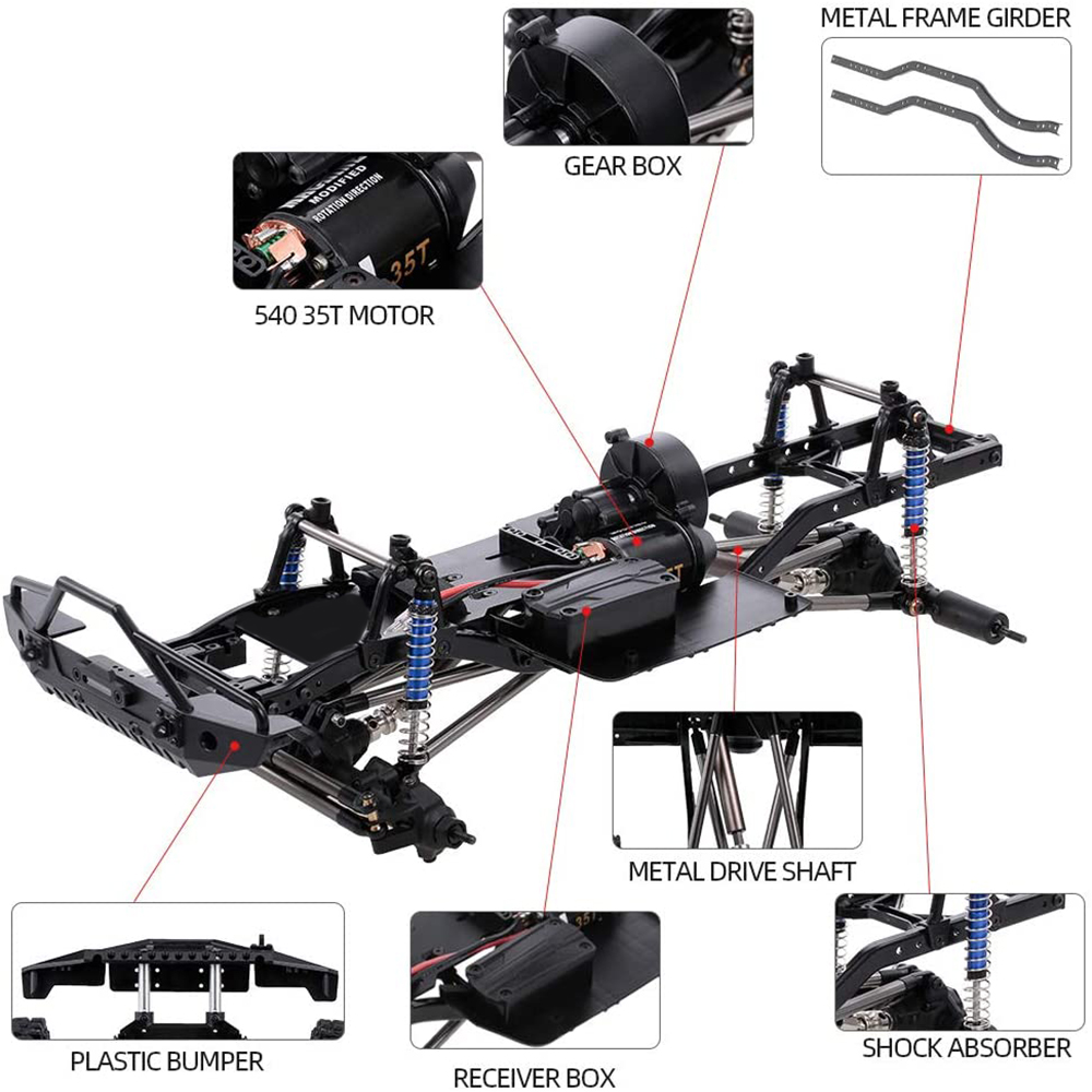 Composite 1/10 MXX10 Trail Off-Road Scale Crawler Chassis Kit 313mm Wheelbase - Image 3