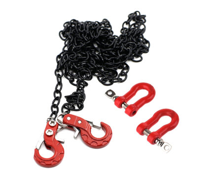 Realistic 1/10 Size Drag Chain & Tow Hooks w/Bow Shackle for 1/10 Scale Off-Road