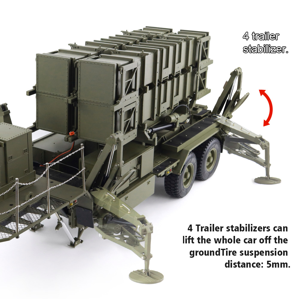 HG-P805 1/12 Military Truck Trailer w/ Missile Launchers Kit, 2.4GHz RC - Image 5