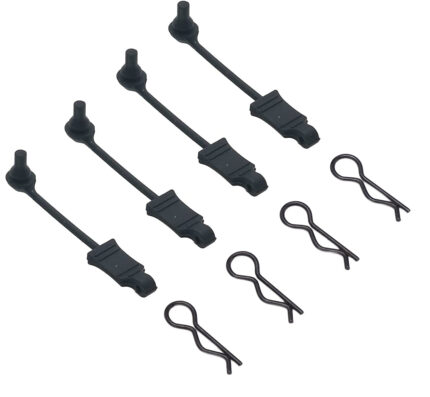 Body Clip Retainers & Body Clips (4) for 1/10 Scale RC (LxW=7x21mm)