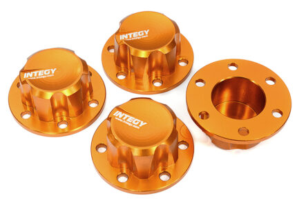 Billet Machined Alloy Wheel Hub Caps for Axial SCX6 Crawler - Orange