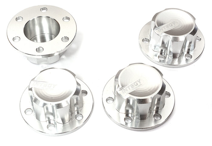 Billet Machined Silver Alloy Wheel Hub Caps for Axial SCX6 Crawler - Image 1