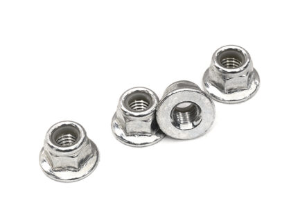 Silver Alloy Metal M5 Size Hex Lock Nut Flanged, Set of 4