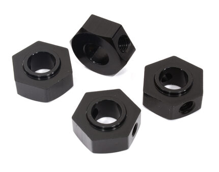 Billet Machined 17mm Hex Wheel Adapters for Axial 1/6 Scale SCX6, Black