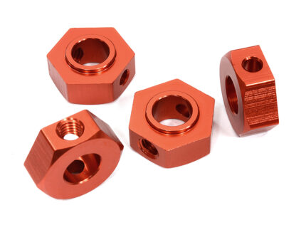 Billet Machined 17mm Hex Wheel Adapters for Axial 1/6 Scale SCX6, Red