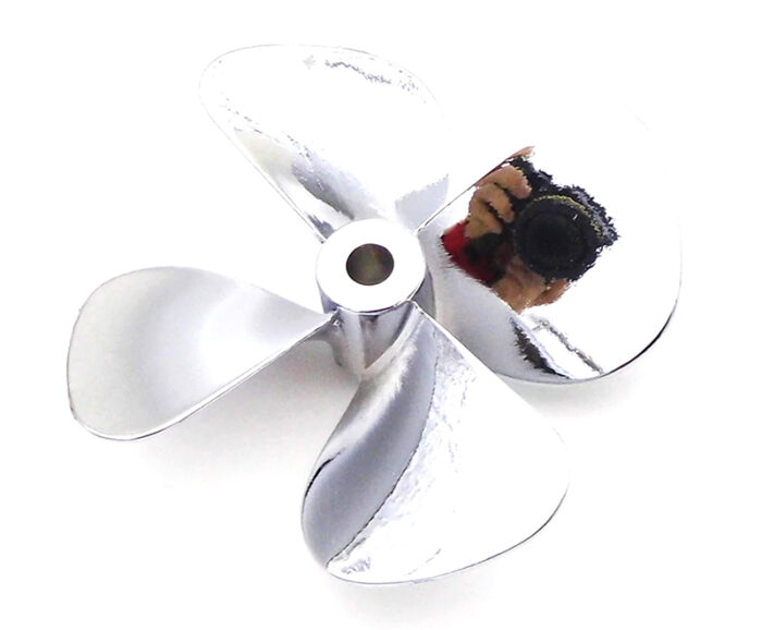 Zinc Metal 55mm 4-Blade Counter Rotate Propeller 4mm Shaft for RC Boat - Image 1