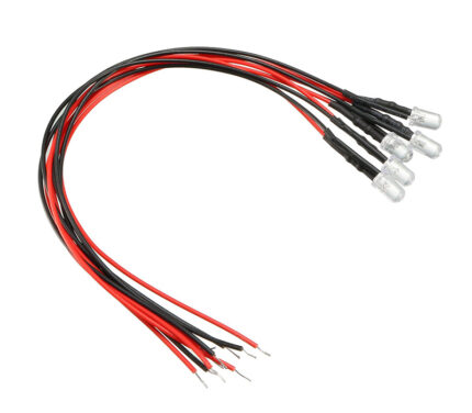 3mm Size Blue LED Lights (5) w/ Wires DC Input 6V-12VDC