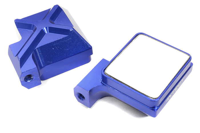 Blue Billet Machined Realistic Side View Mirrors for Axial SCX6 Scale Crawler - Image 1
