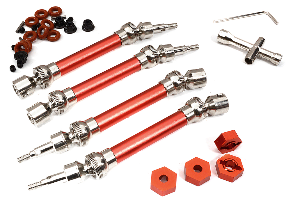 C32607RED Universal Drive Shafts (4) w/12mm Hex for 1/10 Big Rock 4X4 AR310780 AR310864 - Image 1
