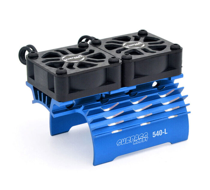 Blue Surpass Alloy Heatsink with Dual Cooling Fans for 540/550 Size Motors - Image 1