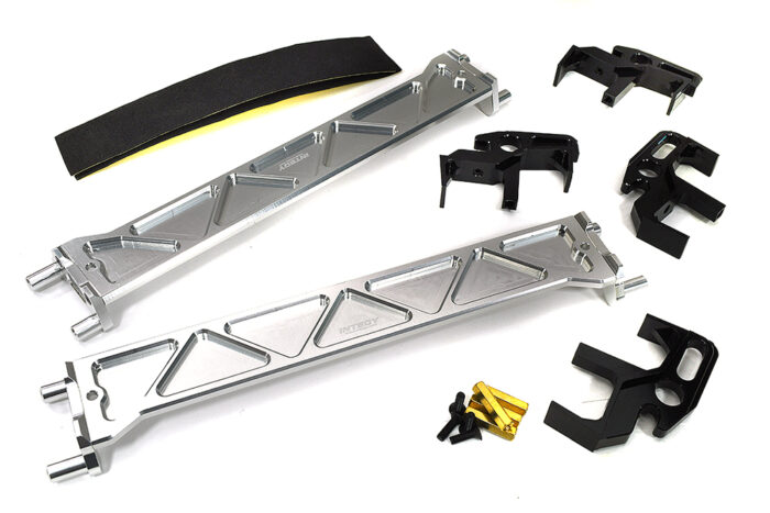 Silver Billet Machined Battery Hold-Downs & Mounts Kit for Traxxas XRT - Image 1