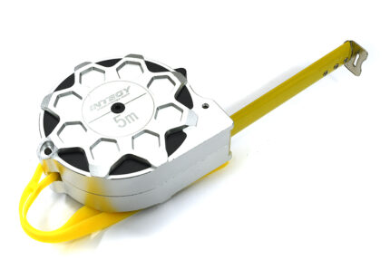 5 Meter Tape Measure by Integy - Alloy Machined Case 15ft Metric & Inch, Silver