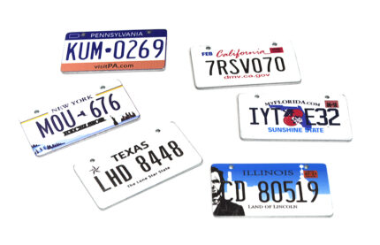 Realistic Medium License Plate 34x19mm Size Scale Model - 6 Pack