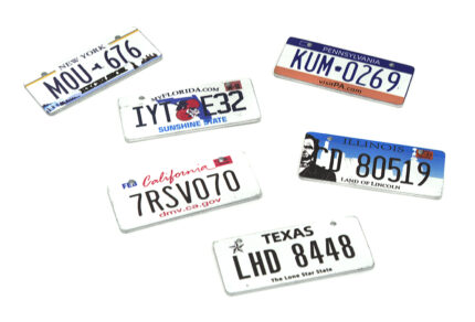 Realistic Small License Plate Scale Model 34x15mm - 6 Pack