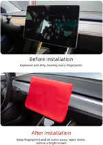 Red Synthetic Leather Screen Cover for Tesla 17-23 Model 3/Y - Image 2