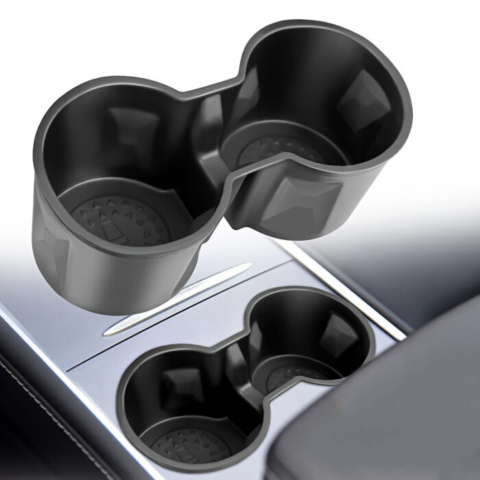 Black TPE Center Console Cup Holder for Tesla 21-23 Model 3/Y - Image 1