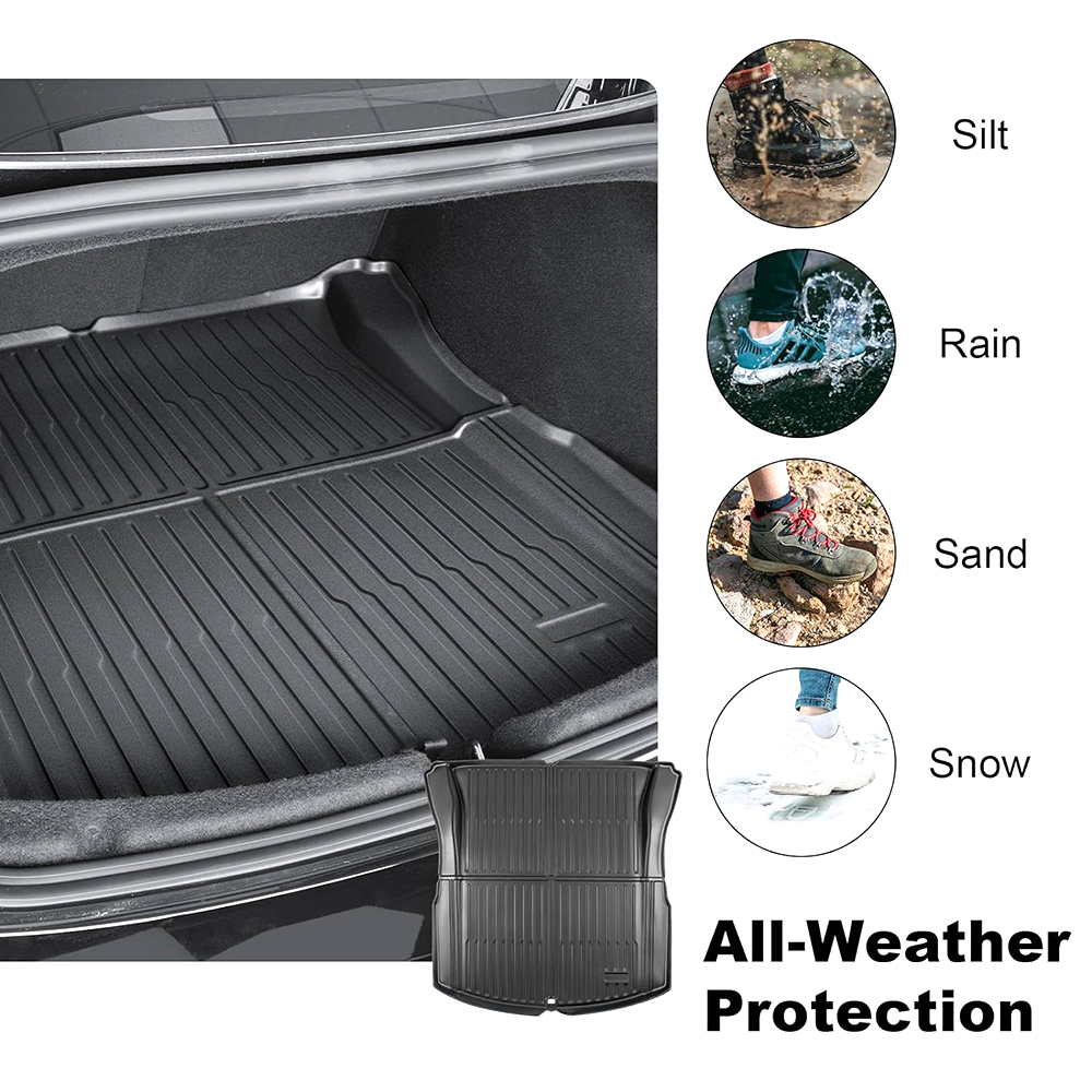 Black TPE Plastic Large Trunk Mat w/ Pattern for Tesla 24 Model 3 - Image 4