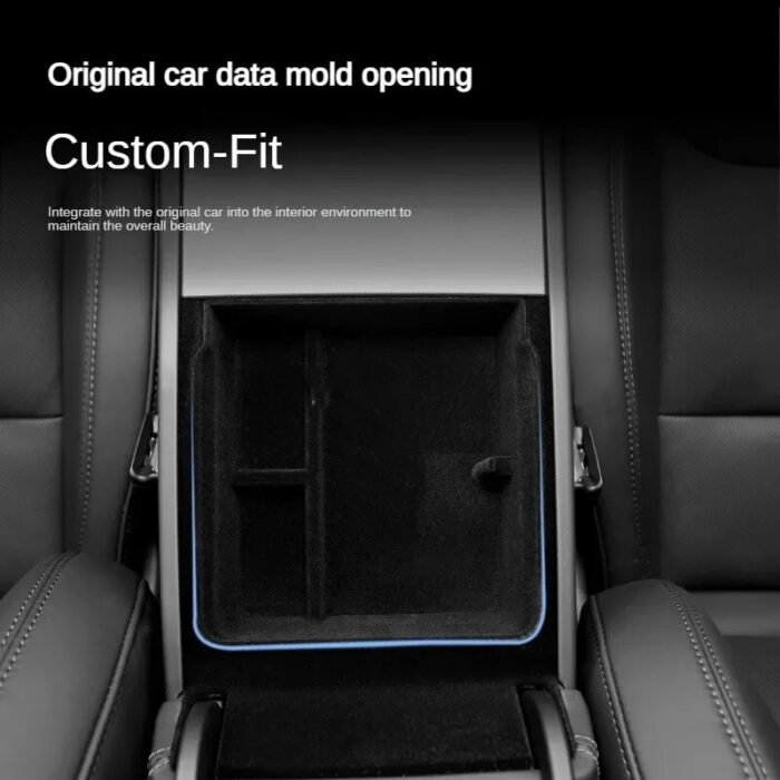 Flocking ABS Central Control Armrest Storage Box for Tesla 24 Model 3 - Image 2