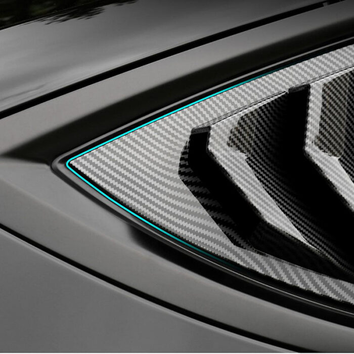 Glossy Carbon ABS Rear Side Corner Window Covers for Tesla 17-23 Model 3 - Image 2