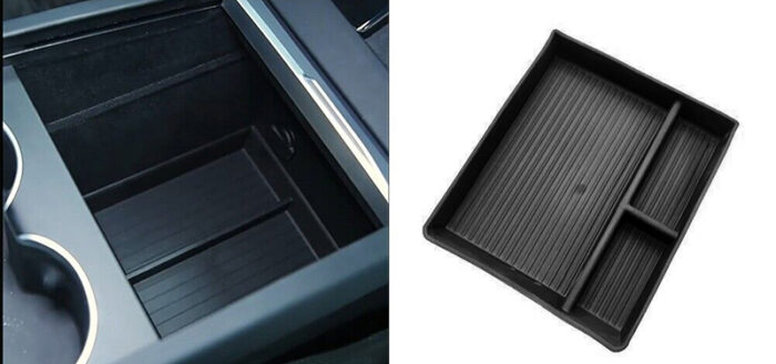 Black ABS Central Control Lower Storage Pad for Tesla 24 Model 3 - Image 2