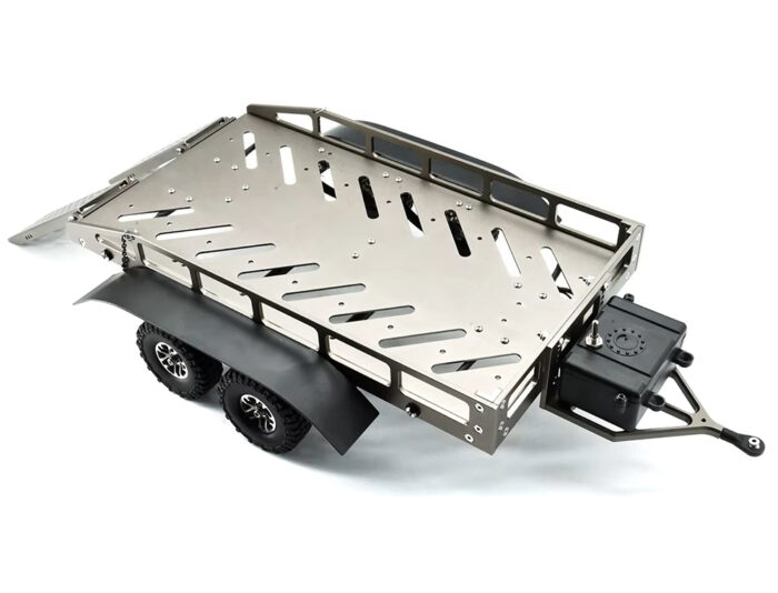 Machined Alloy Flatbed Dual Axle Car Trailer Kit for 1/16-to-18 RC 420x210x85mm - Image 1
