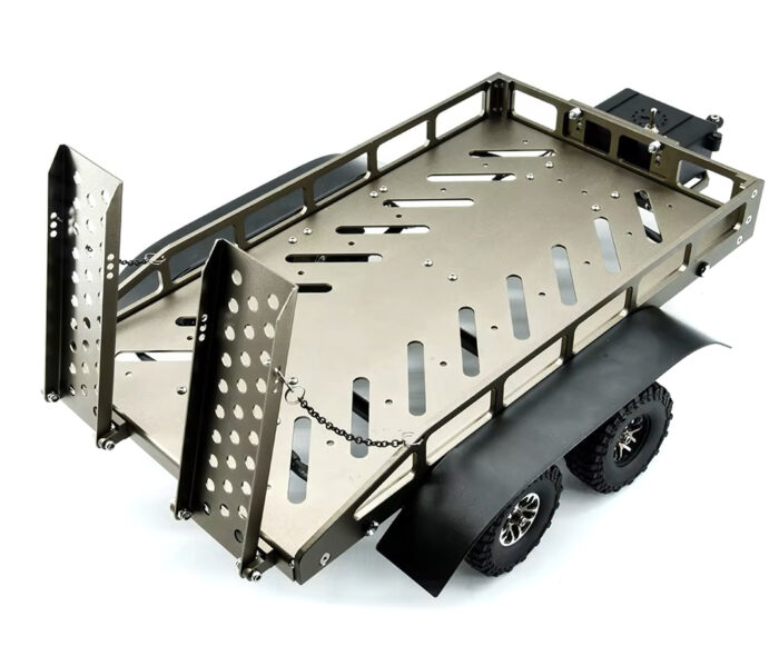 Machined Alloy Flatbed Dual Axle Car Trailer Kit for 1/16-to-18 RC 420x210x85mm - Image 2