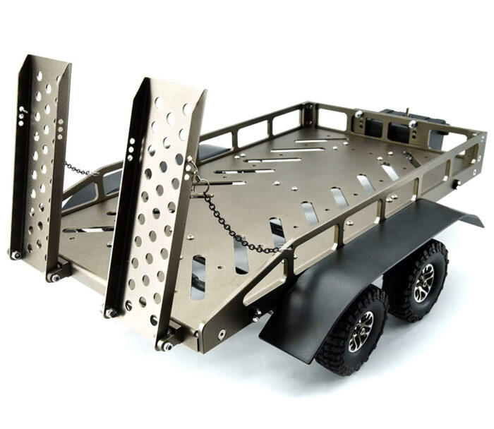 Machined Alloy Flatbed Dual Axle Car Trailer Kit for 1/16-to-18 RC 420x210x85mm - Image 4
