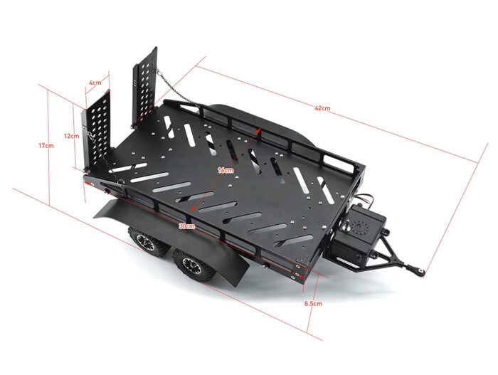 Machined Alloy Flatbed Dual Axle Car Trailer Kit for 1/16-to-18 RC 420x210x85mm - Image 5