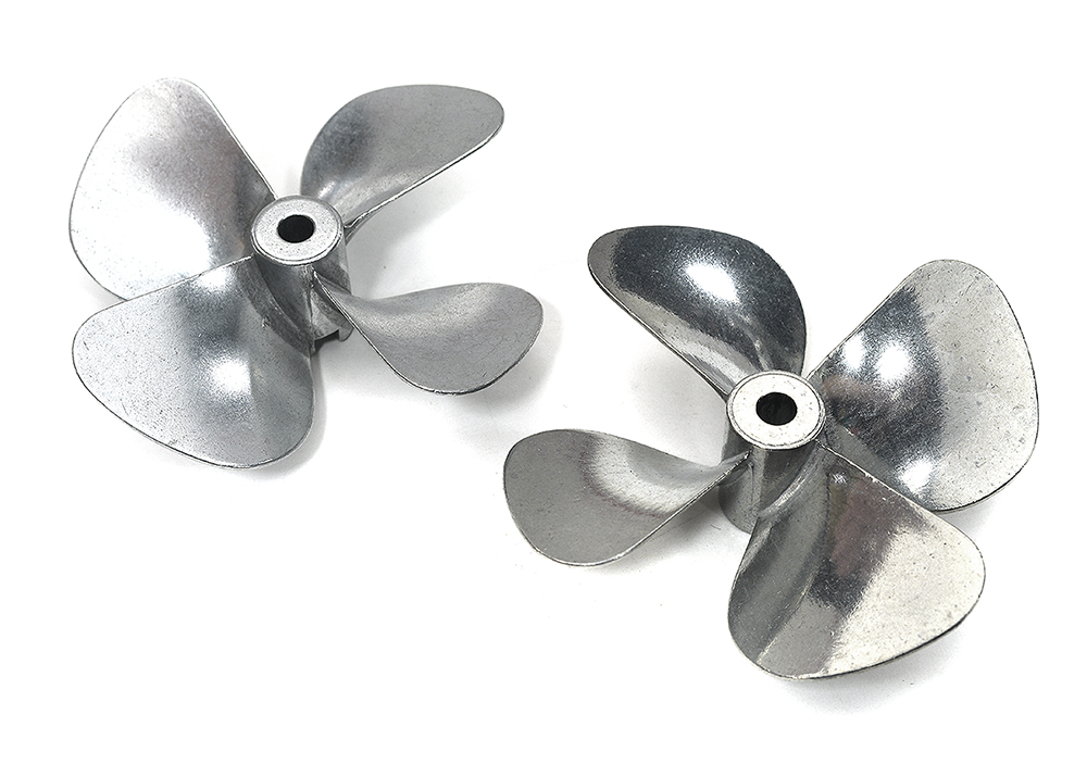 C33920 Zinc Metal 60mm 4-Blade Propellers Set for RC Boat, 4mm Shaft, Silver - Image 1