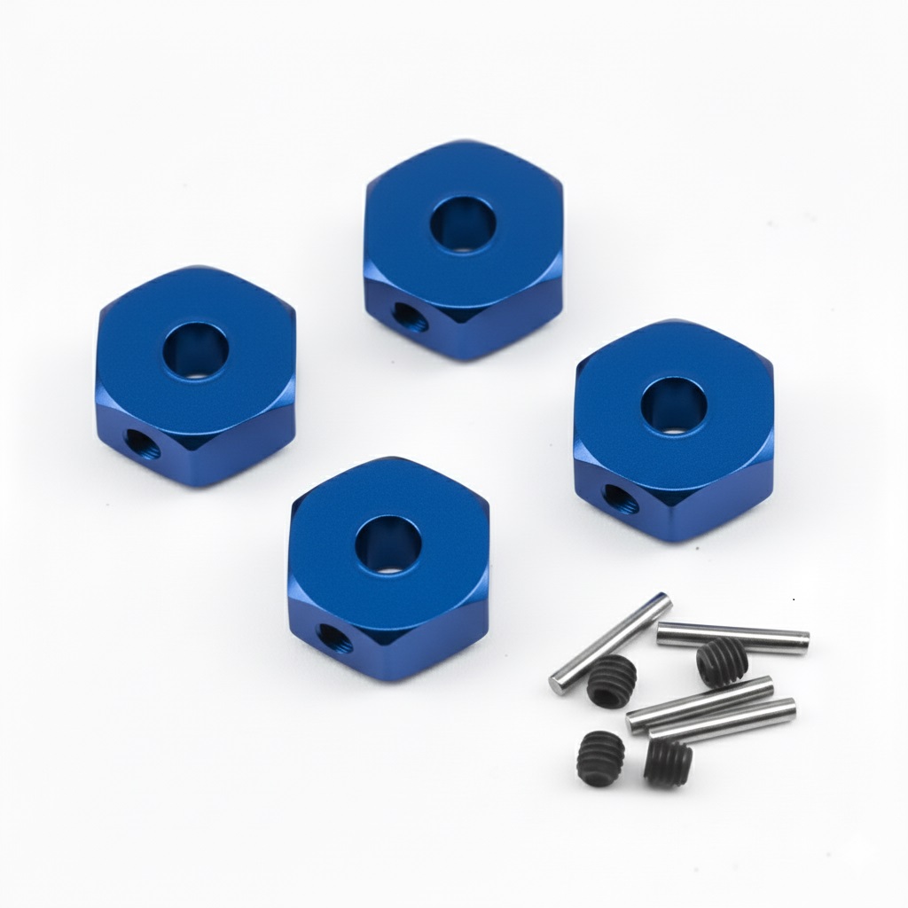 C34111BLUE Alloy Machined 12 x 5mm Wheel Hex Set Upgrade for Losi 1/18 Mini LMT LOS212050 - Image 1