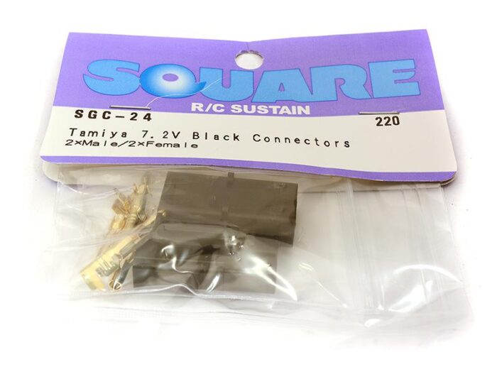 Square R/C Tamiya 7.2V Black Connectors (2x Male/2x Female) - Image 1