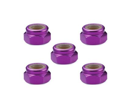 Square R/C 4mm Aluminum Lock Nuts (Purple) 5 pcs.