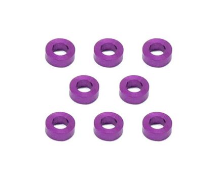 Square R/C M3 Aluminum Ball Stud Washers, 2mm Thick (Purple) 8 pcs.