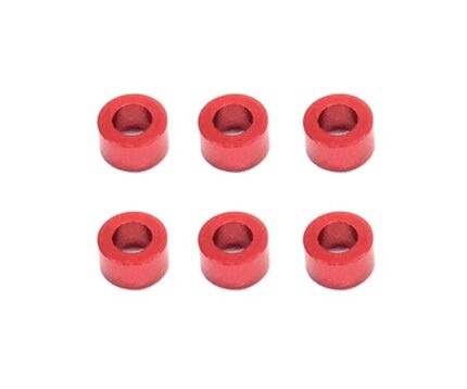 Square R/C M3 Aluminum Ball Stud Washers, 3mm Thick (Red) 6 pcs.